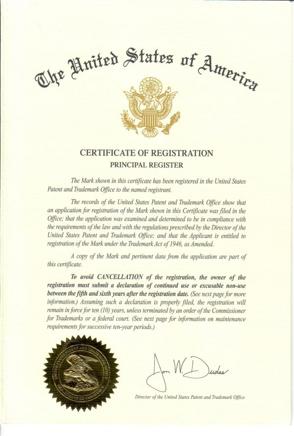 US Trademark Certificate - United States Golf Teachers Federation